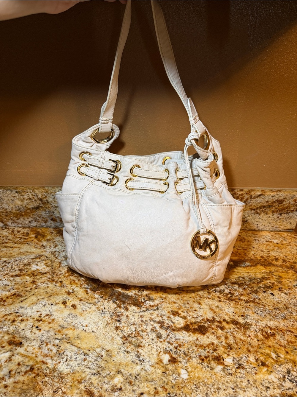 Michael Kors Laced Belts buckle & magnet close hobo Bag